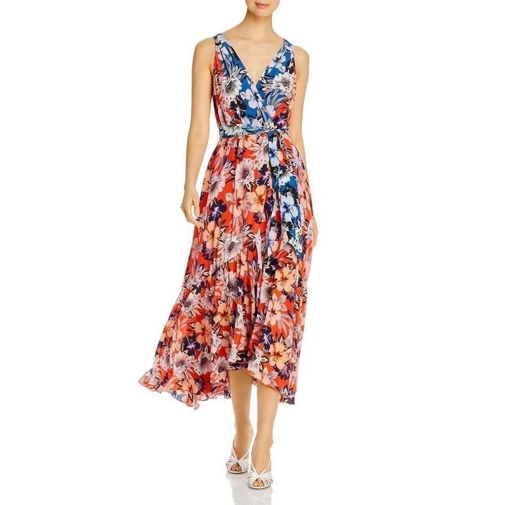 Johnny Was Jade Priyanka Floral Print 100% Silk Wrap Dress Multicolor Size S